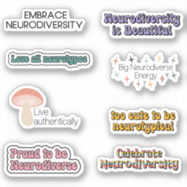 Neurodiversity Awareness Typografie Sticker Pack