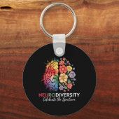 Neurodiversity Brain Floral viert het spectrum Sleutelhanger (Voorkant)