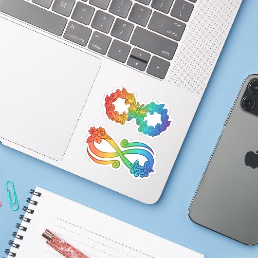 Neurodiversity Infinity Symbol Sticker (Laptop met iPhone)
