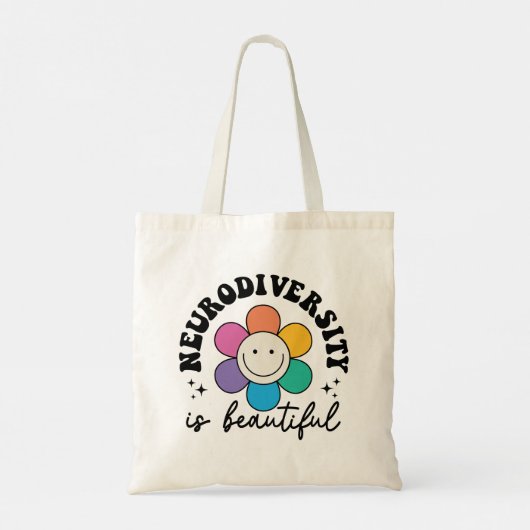 "Neurodiversity is Beautiful" Retro Flower Tote Bag (Achterkant)