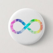Neurodiversity Rainbow Waterverf Infinity Button (Voorkant)
