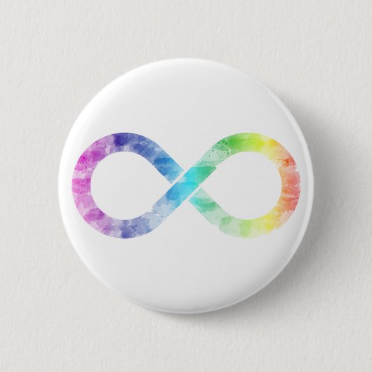 Neurodiversity Rainbow Waterverf Infinity Button (Voorkant)