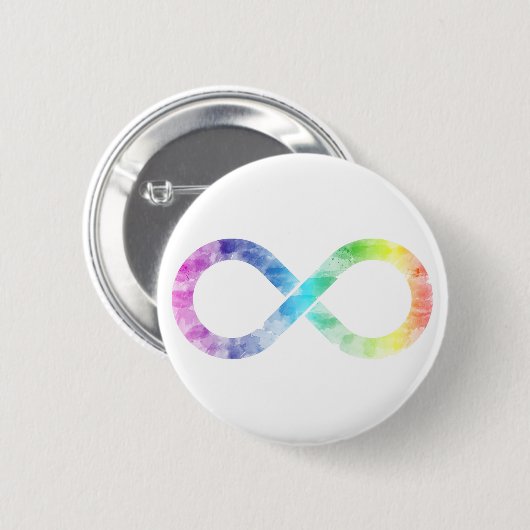 Neurodiversity Rainbow Waterverf Infinity Button (Voorkant /achterkant)