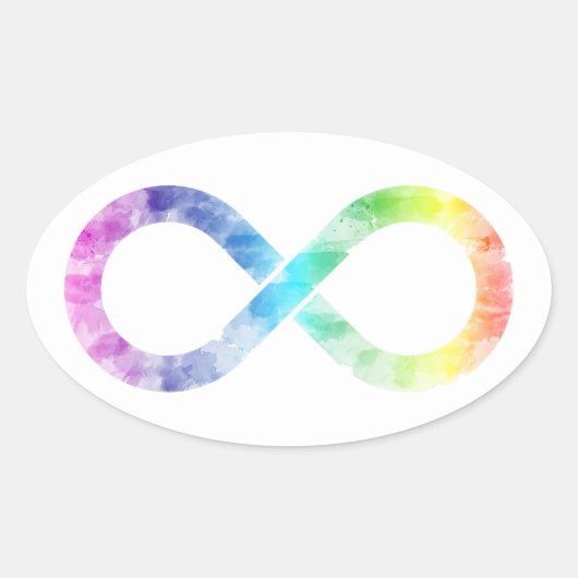 Neurodiversity Rainbow Waterverf Infinity Sticker (Voorkant)