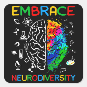 Neurodiversity Shirt Embrace ADHD Autisme Awarenes Vierkante Sticker