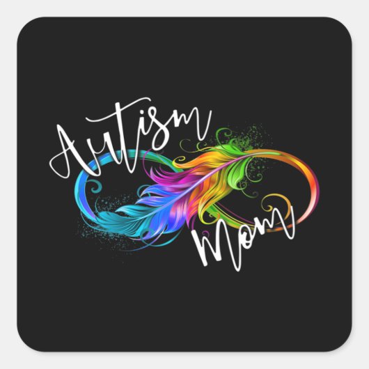Neurodiversity Symbol Rainbow Infinity Autisme Mam Vierkante Sticker (Voorkant)