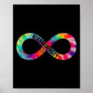 Neurodiversity Tie Dye Infinity Sign Autisme Aware Poster