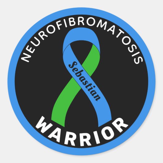 Neurofibromatos Warrior Ribbon Black Round Sticker (Voorkant)