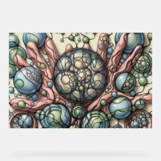Neurografische Kunstposter Groen Blauwe Bollen Blo Acryl Bord
