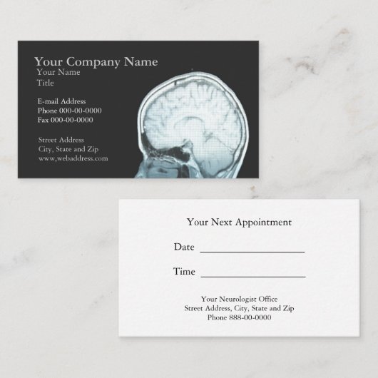 Neurologue Carte de visite de rendez-vous (Devant / Derrière)