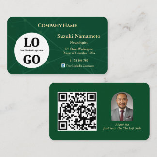 Neurology Business Card Custom Logo Emerald Green Visitekaartje