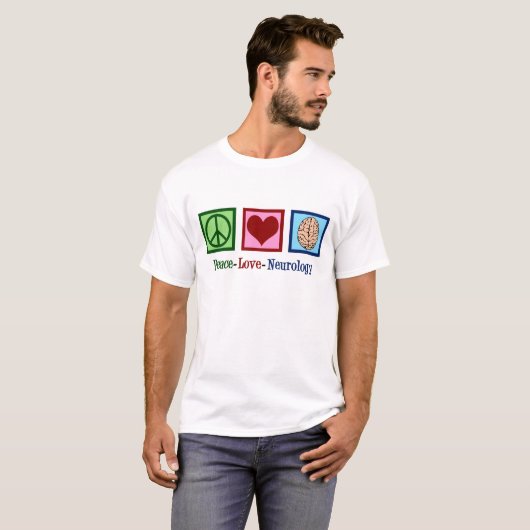 Neuroloog Peace Love Neurology T-shirt (Voorkant volledig)