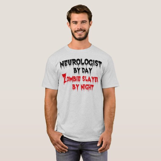 Neuroloog van Day Zombie Slayer by Night T-shirt (Voorkant volledig)