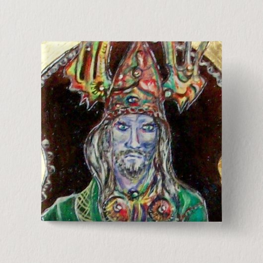 NEUROMANCER, blauw rood Vierkante Button 5,1 Cm (Voorkant)