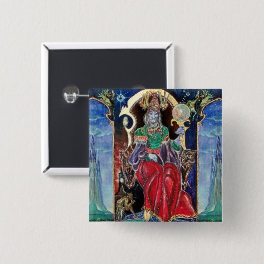 NEUROMANCER, blauw rood Vierkante Button 5,1 Cm (Voorkant /achterkant)