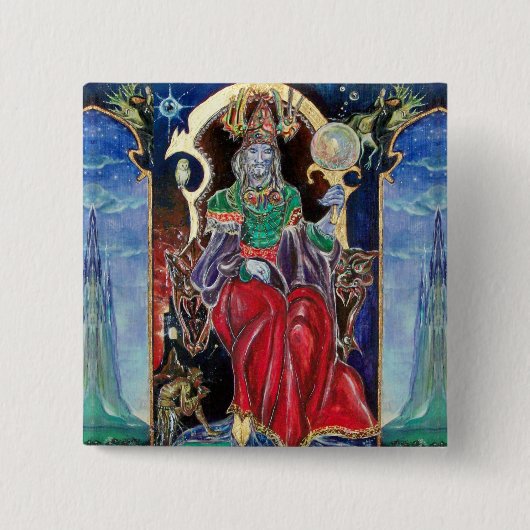 NEUROMANCER, blauw rood Vierkante Button 5,1 Cm (Voorkant)