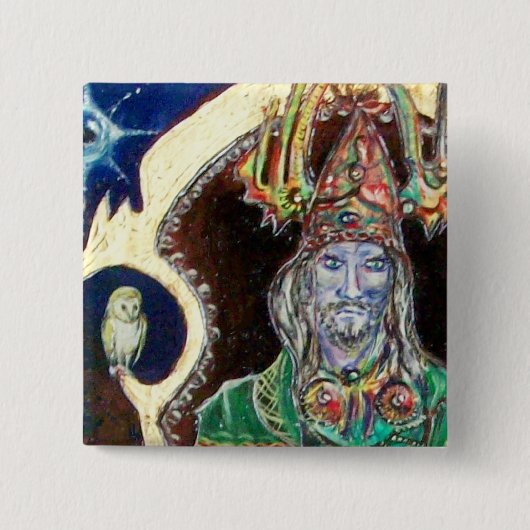 NEUROMANCER, blauw rood Vierkante Button 5,1 Cm (Voorkant)