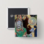 NEUROMANCER, blauw rood Vierkante Button 5,1 Cm (Voorkant /achterkant)