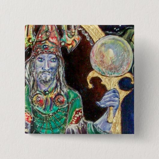 NEUROMANCER, blauw rood Vierkante Button 5,1 Cm (Voorkant)