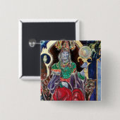 NEUROMANCER, blauw rood Vierkante Button 5,1 Cm (Voorkant /achterkant)