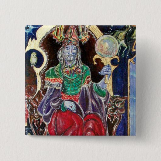 NEUROMANCER, blauw rood Vierkante Button 5,1 Cm (Voorkant)