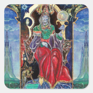 NEUROMANCER, blauw rood Vierkante Sticker