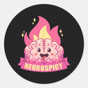 Neurospicy Neurodiversity ADHD ASS Autisme Kawaii Ronde Sticker