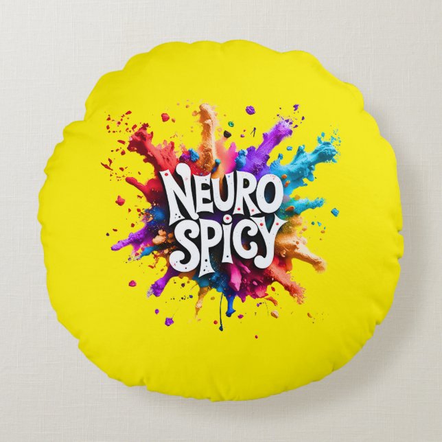 NEUROSPICY neurodiversity autism adhd dyslexia Rond Kussen (Voorkant)