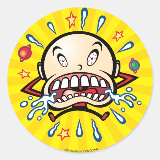 Neurotico Crybaby Cartoon Logo Ronde Sticker (Voorkant)