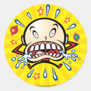 Neurotico Crybaby Cartoon Logo Ronde Sticker