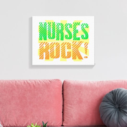 Neurses Rock, Oranje en Green Fun Canvas Afdruk (Insitu (Woonkamer))