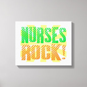 Neurses Rock, Oranje en Green Fun Canvas Afdruk