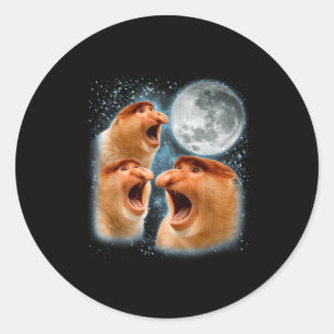 Neusaap aap liefhebber sterrenstelsel maan dieren ronde sticker