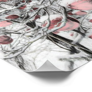  neusbomen met ornamenten tekening poster