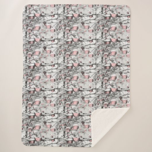  neusbomen met ornamenten tekening sherpa deken (Voorkant)