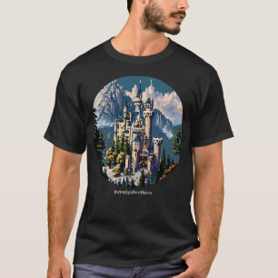 Neuschwanstein Castle, Custom Text Retro 8 bit T-shirt