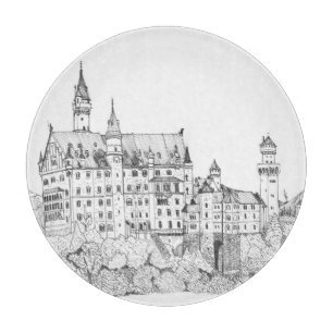 Neuschwanstein Castle Germany Fine Line Art Snijplank