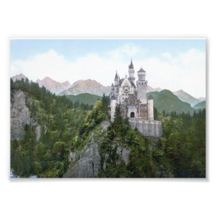 Neuschwanstein Castle Lithograaf Foto Afdruk