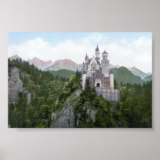 Neuschwanstein Castle Lithograaf Poster (Voorkant)