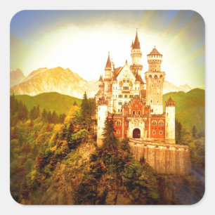 Neuschwanstein Castle Vierkante Sticker