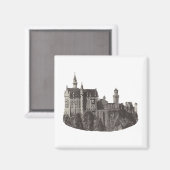 Neuschwanstein Castle Zwart-wit historische kunst Magneet (Voorkant / Achterkant)