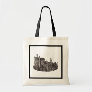 Neuschwanstein Castle Zwart-wit historische kunst Tote Bag