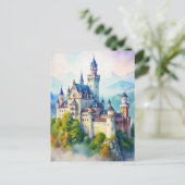 Neuschwanstein kasteel aquarel schilderij briefkaart (Staand voorkant)