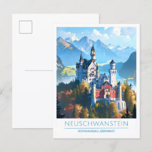 Neuschwanstein Schwangau Duitsland Vintage Travel Briefkaart