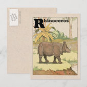 Neushoorn Alfabet Dier Briefkaart (Voorkant / Achterkant)