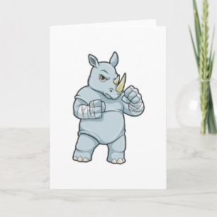 Neushoorn als bokser bij boksen kaart