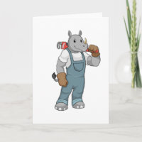 Neushoorn als klusjesman met waterpomptang