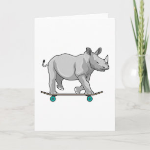 Neushoorn als skater met skateboard kaart