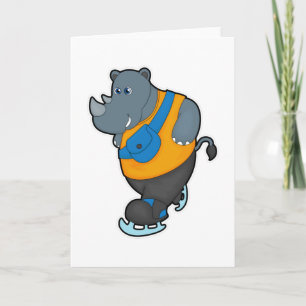 Neushoorn bij schaatsen met schoudertas kaart