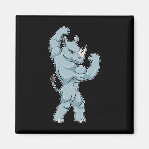 Neushoorn Bodybuilder Krachttraining Sport  Magneet